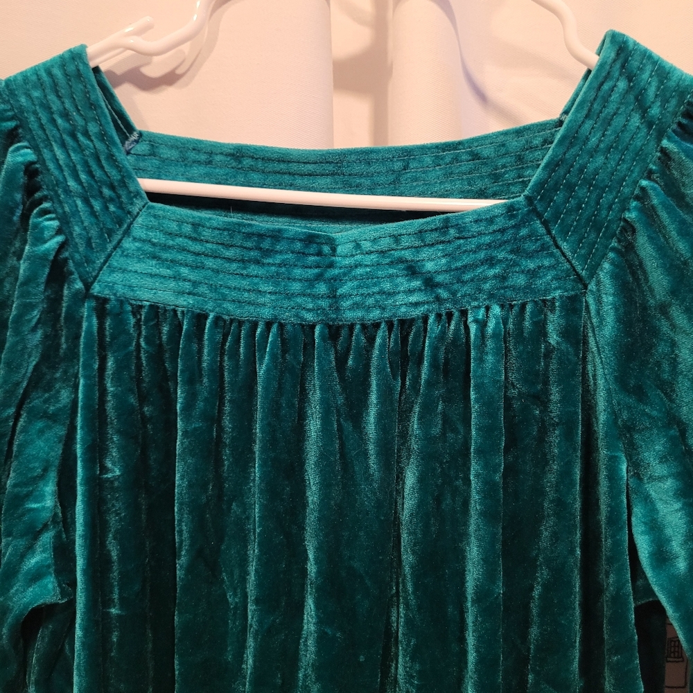 Vintage Emerald Green Velvet SFAntastic Sacks Fifth Avenue Nightgown Housecoat - Picture 5 of 10